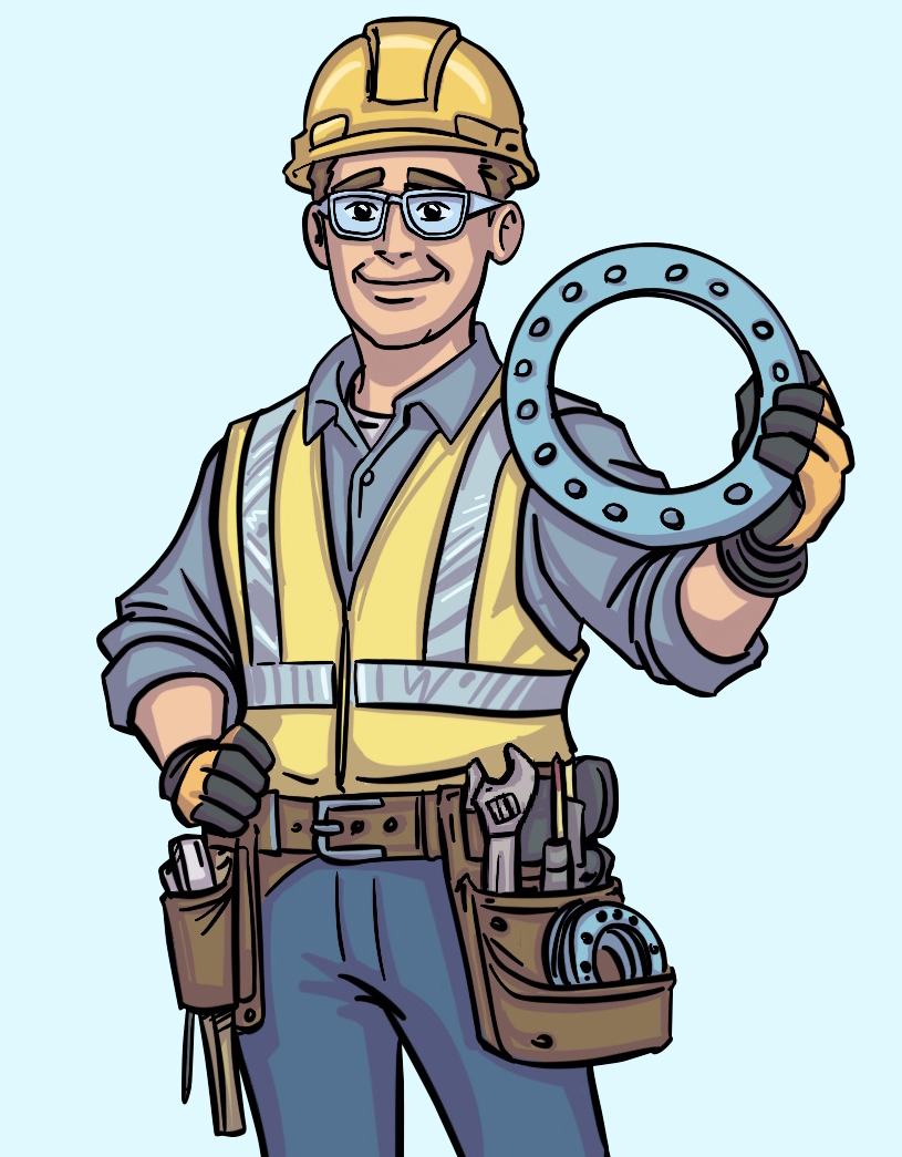 Industrial worker holding a gasket