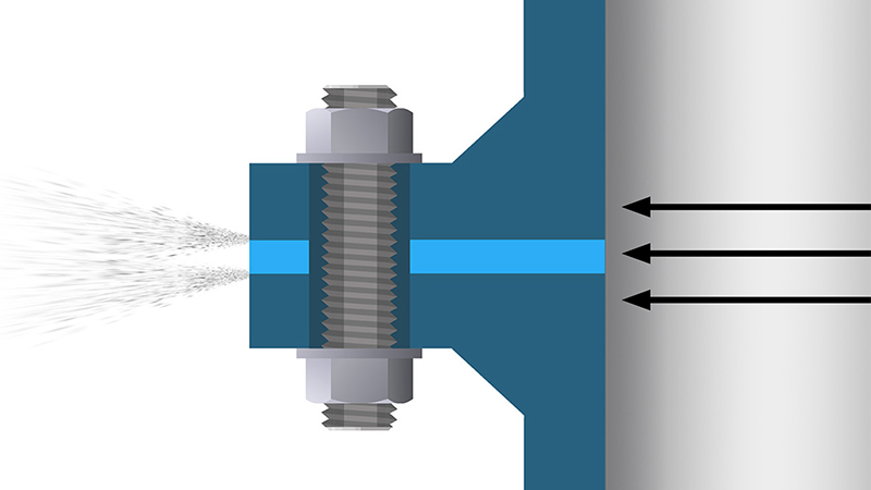 Illustrated diagram of a bolted flange assembly showing under torquing of gasket material
